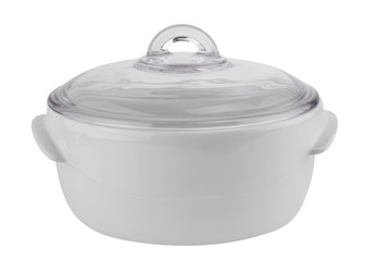 White ceramic saucepan isolated on white background