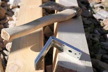 Mounting angle bracket for fixing the wooden frame close-up
