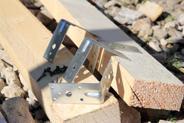 Mounting angle bracket for fixing the wooden frame close-up