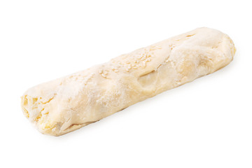 pastry with cheese, Semi-finished puff pastry with cheese. Baking puff frozen on a white background.