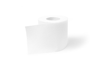 White tissue paper roll isolated on white background
