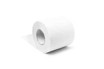 White tissue paper roll isolated on white background