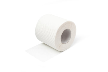 White tissue paper roll isolated on white background