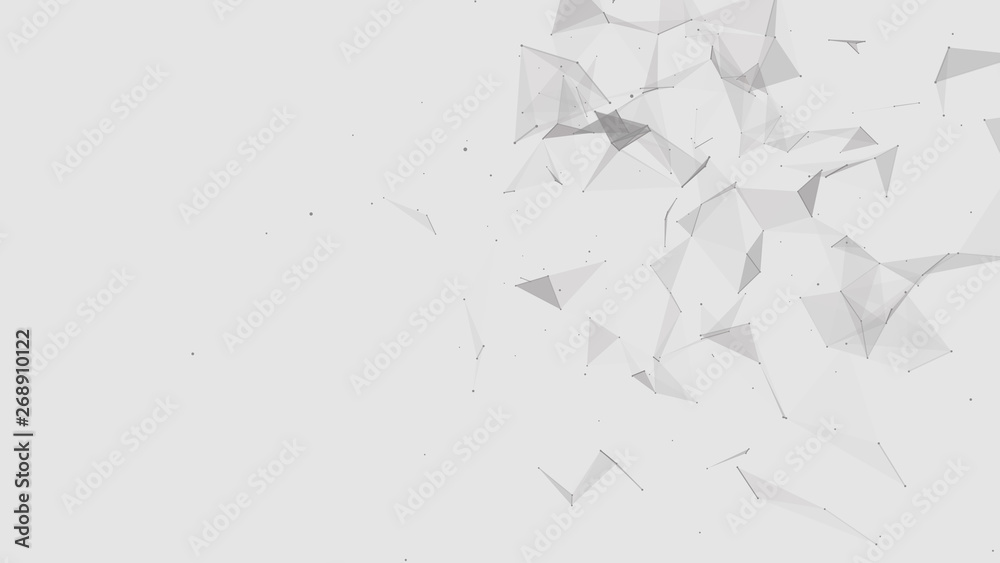 Poster Abstract digital background. Cosmic particles. The effect of plexus. Big data visualization. 3d rendering