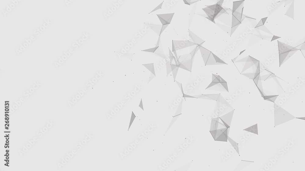 Poster Abstract digital background. Cosmic particles. The effect of plexus. Big data visualization. 3d rendering