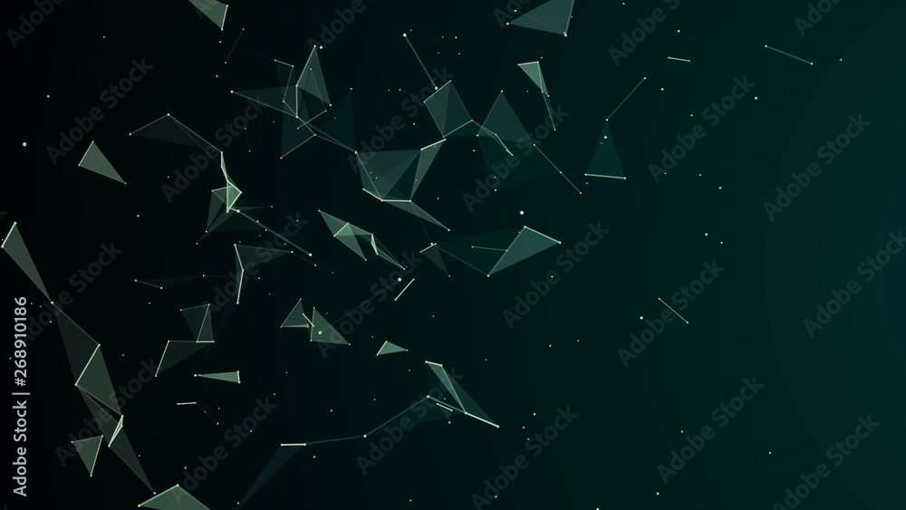 Poster Abstract digital background. Cosmic particles. The effect of plexus. Big data visualization. 3d rendering