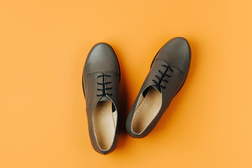 Stylish female spring or autumn shoes in various colors. Beauty and fashion concept. Flat lay, top view