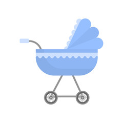 Cute modern blue color stroller with textile ornament