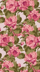 Deurstickers vector rose seamless vicrotian wallpaper pattern decorative © CharlieNati