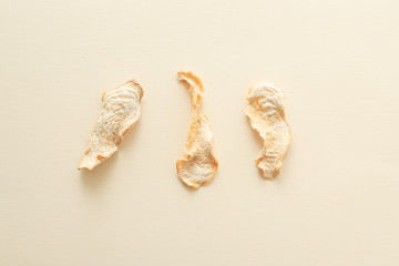  turnip chips on a light table