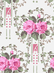 vector rose seamless vicrotian wallpaper pattern decorative © CharlieNati