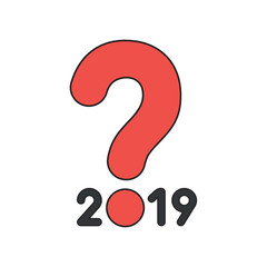 Vector icon concept of year of 2019 with question mark.