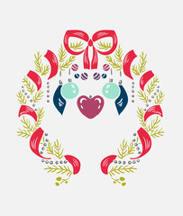 wreath christmas vector damask pattern design element decoration card