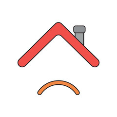 Vector icon concept of roof with sulking mouth.