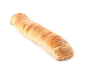 Tasty baguette isolated on white. Fresh bread
