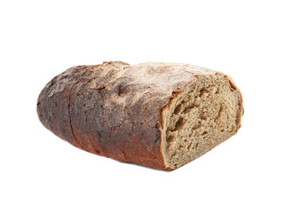 Half of rye bread isolated on white