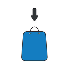 Vector icon concept of shopping bag with arrow.