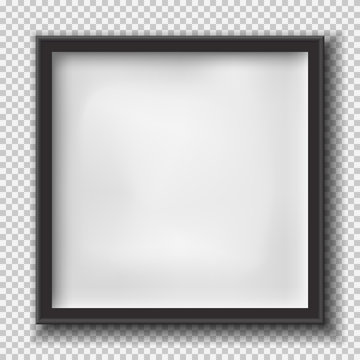 White rectangular paper or plastic frame with soft shadow for text or picture is on squared black background