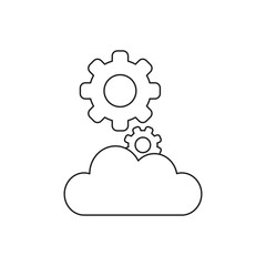 Vector icon concept of gears on cloud.
