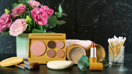 Zero-waste, plastic-free beauty and makeup reusable and refillable bamboo and natural products for...