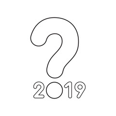 Vector icon concept of year of 2019 with question mark.