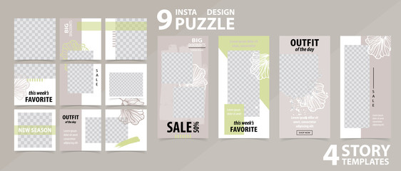 Trendy editable template for social networks stories and posts, vector illustration.