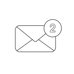 Vector icon concept of closed envelope with number two.