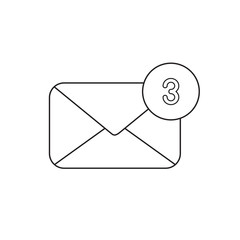 Vector icon concept of closed envelope with number three.