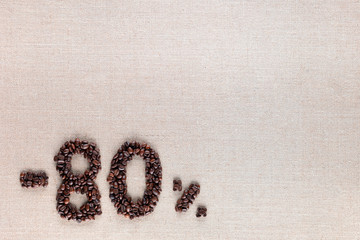80% discount from coffee beans aligned bottom left