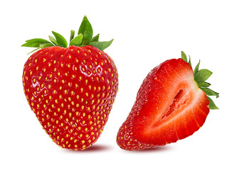 Fresh strawberry isolated on white background with clipping path