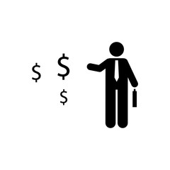 Pictogram of dollar, businessman, job icon
