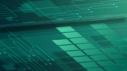 Green digital background for your creativity with graph and chip paths
