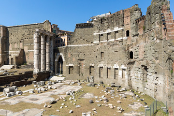 ROME, ITALY - JUNE 23, 2017: Amazing view of Forum of Nerva in city of Rome, Italy