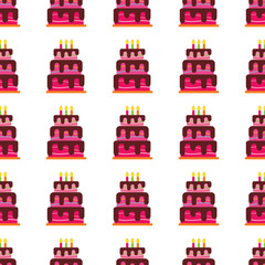 Seamless Pattern with colorful sweet cakes