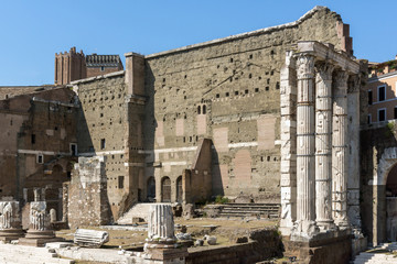 ROME, ITALY - JUNE 23, 2017: Amazing view of Forum of Nerva in city of Rome, Italy