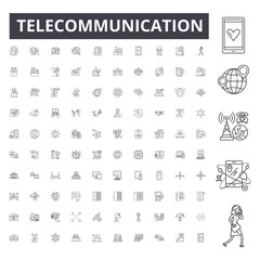 Telecommunication line icons, signs, vector set, outline concept illustration