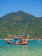 Fishing boats off the coast of the island of Koh Phangan. Thailand
