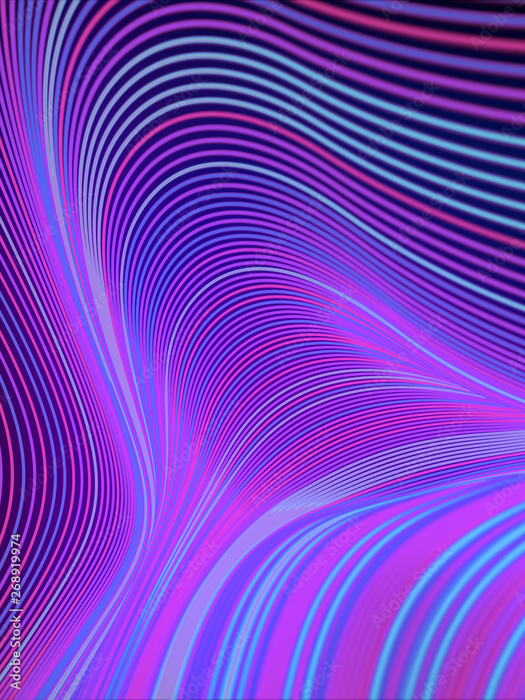 Fototapete modern style abstraction with composition made of various blue colored lines. wave band geometric pa