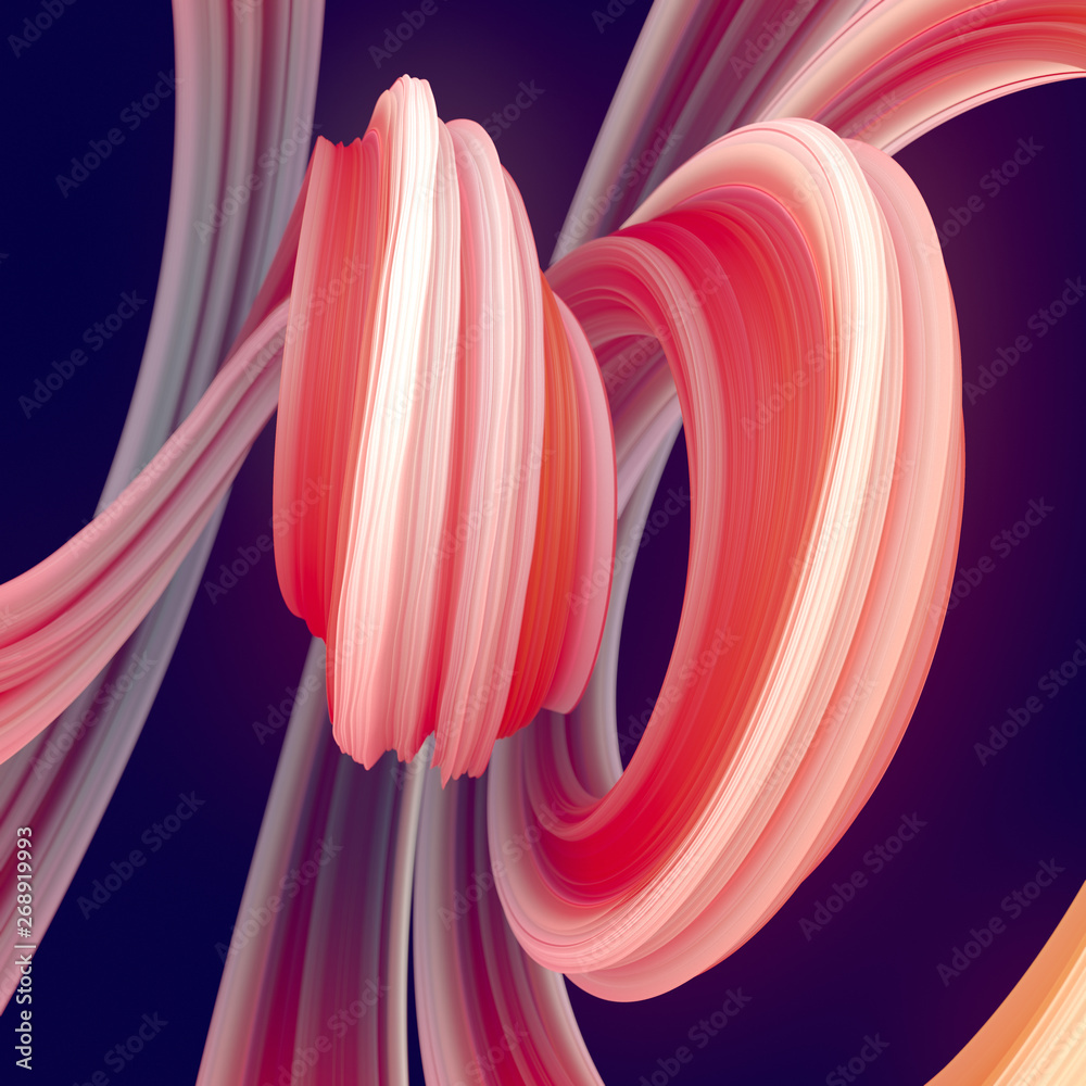 Poster Colored twisted shape. Computer generated abstract geometric 3D render illustration
