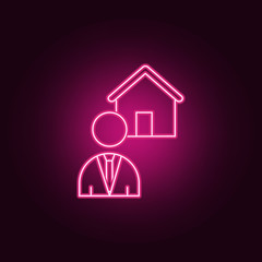 Realtor neon icon. Elements of Real Estate set. Simple icon for websites, web design, mobile app, info graphics