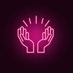 Praying hands neon icon. Elements of Religion set. Simple icon for websites, web design, mobile app, info graphics