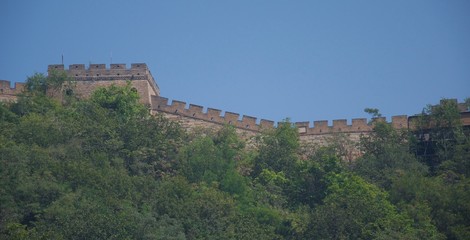 Looking up at parapet of Great Wall of China
