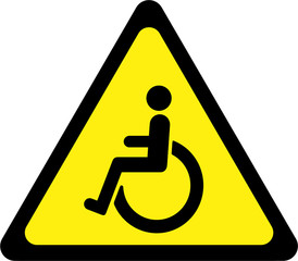 Warning sign with disabled people