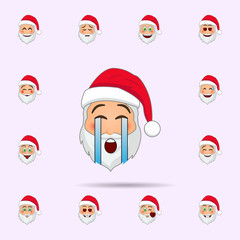 Santa Clause in cry emoji icon. Santa claus Emoji icons universal set for web and mobile