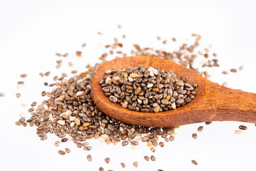 Organic chia seeds - Salvia hispanica. Space for text