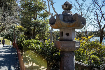 Japanese stone lamp lantern close up