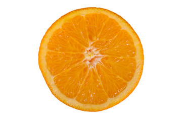 Halved orange fruit isolated on a white background