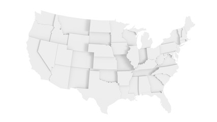 United States of America gray 3D map - obrazy, fototapety, plakaty