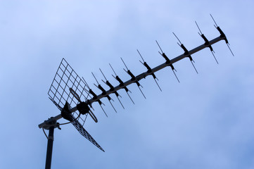 Domestic television antenna on a roof