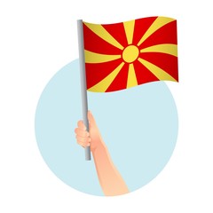 Fototapeta premium Macedonia flag in hand icon